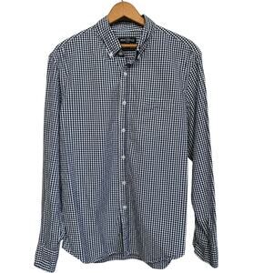 J. Crew Men's Navy/White Gingham Mercantile Flex Long Sleeve Button Down Size L